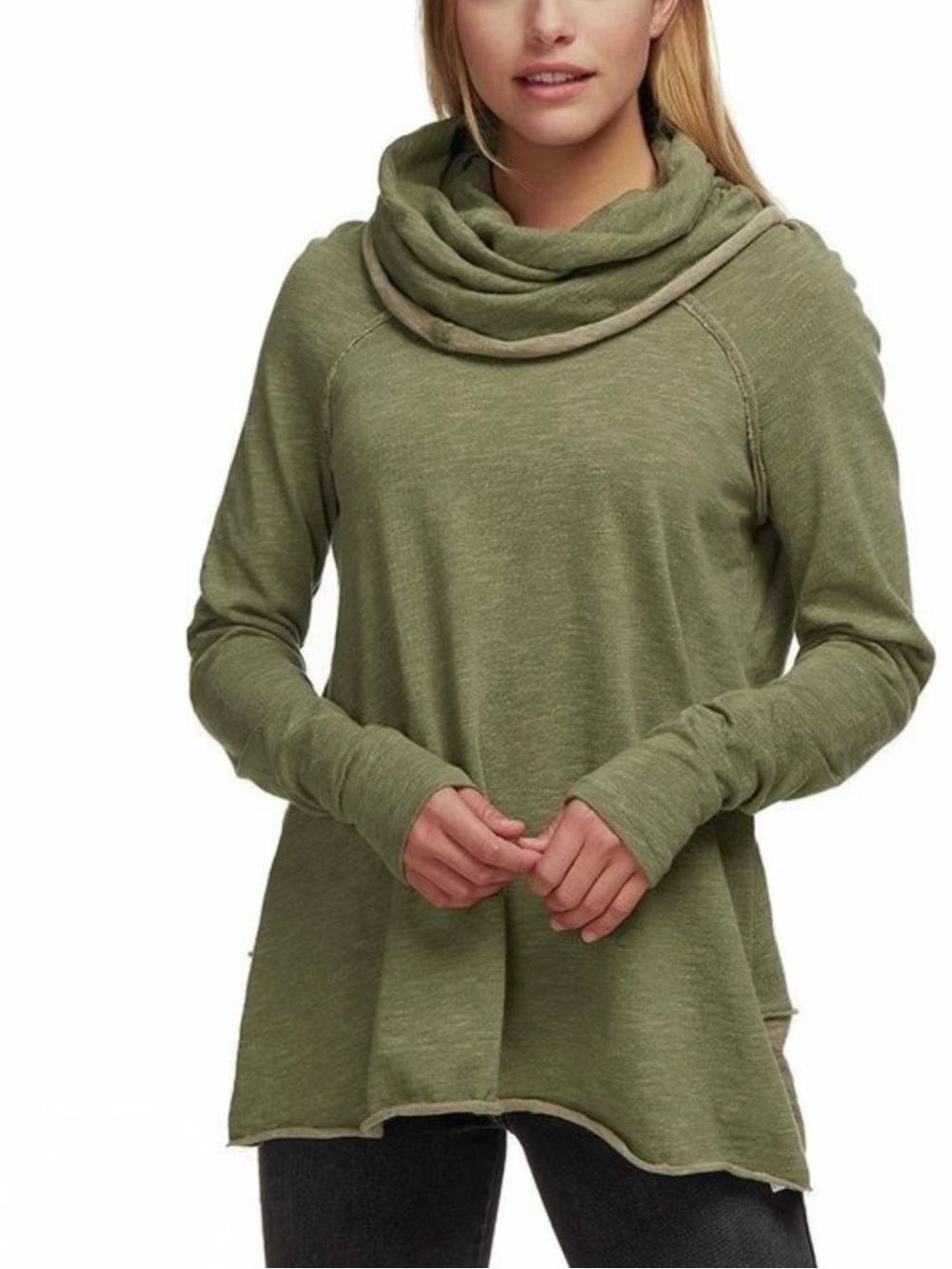 Free People Beach Two Body Cowl Pullover Cocoon Olive Pullover Slouchy Size XS